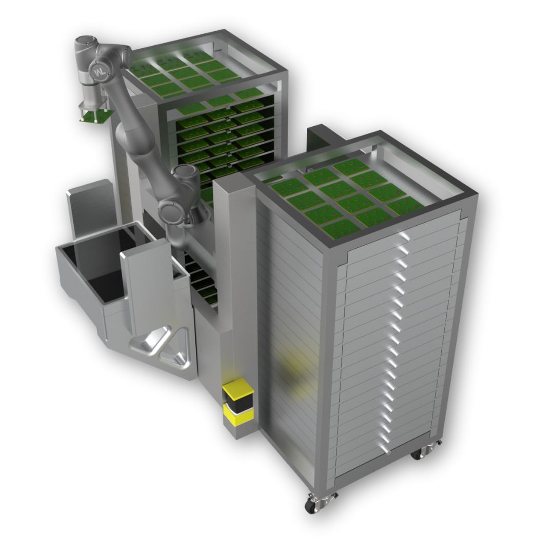 Pr&uuml;fadapter mit Cobot Beladung