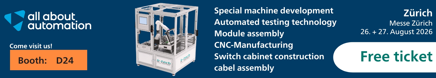 k-tech will be at the all about automation trade fair in Zurich, Stand D24